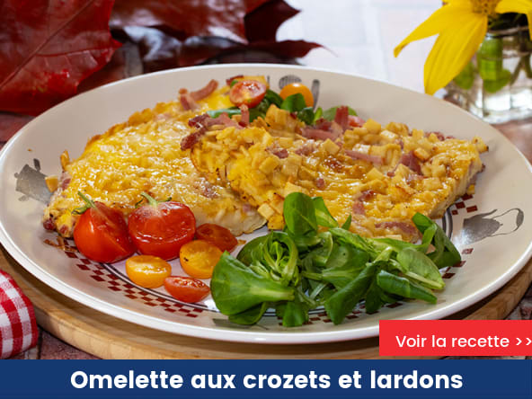 Omelette aux crozets et lardons